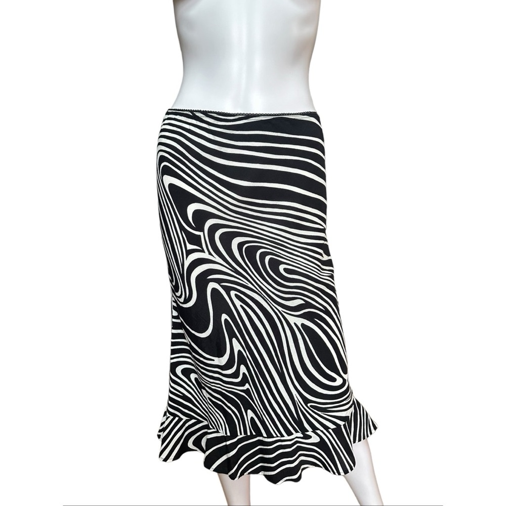 XOXO Vintage Abstract Print Pencil Skirt with Ruffle Hem, S